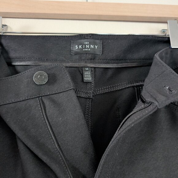 White House Black Market Black Skinny Ankle Pant Zippered Leg Houndstooth Sz 14 - Picture 13 of 16